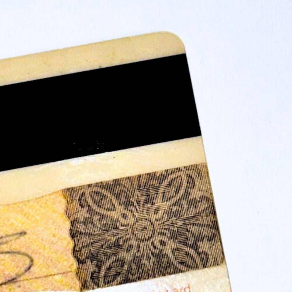 a magstripe on the back of a plastic card
