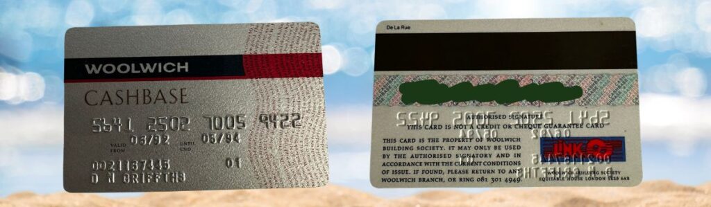 Front and back of a Woolwich card