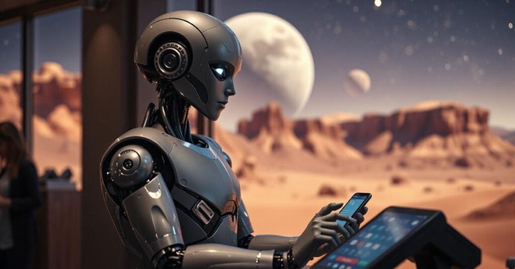 a robot looking to pay using Open banking at a POS device